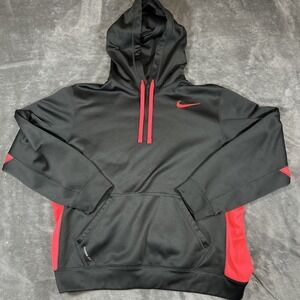 Nike Smoke Gray Neon Pink Therma-Fit Hoodie Sweatshirt Athletic L Womens